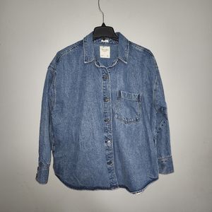 Abercrombie & Fitch Blue Denim Button Down Shacket